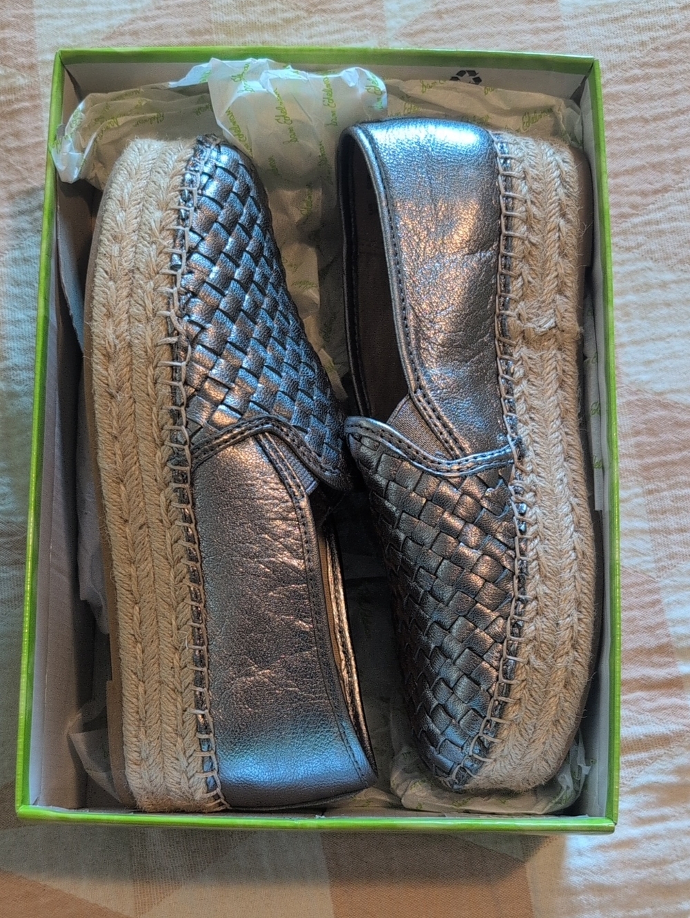 SAM EDELMAN Catherine Silver Loafers Espadrilles 7